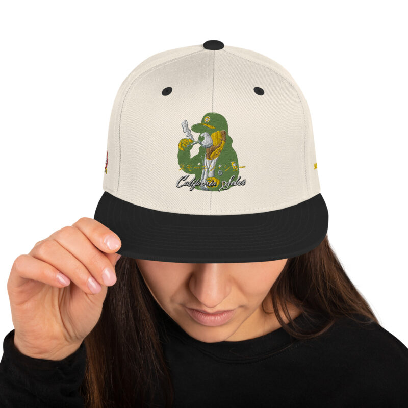 California Sober Snapback Hat featuring "Smokin Joe" the Bear from Deli Style - Image 41